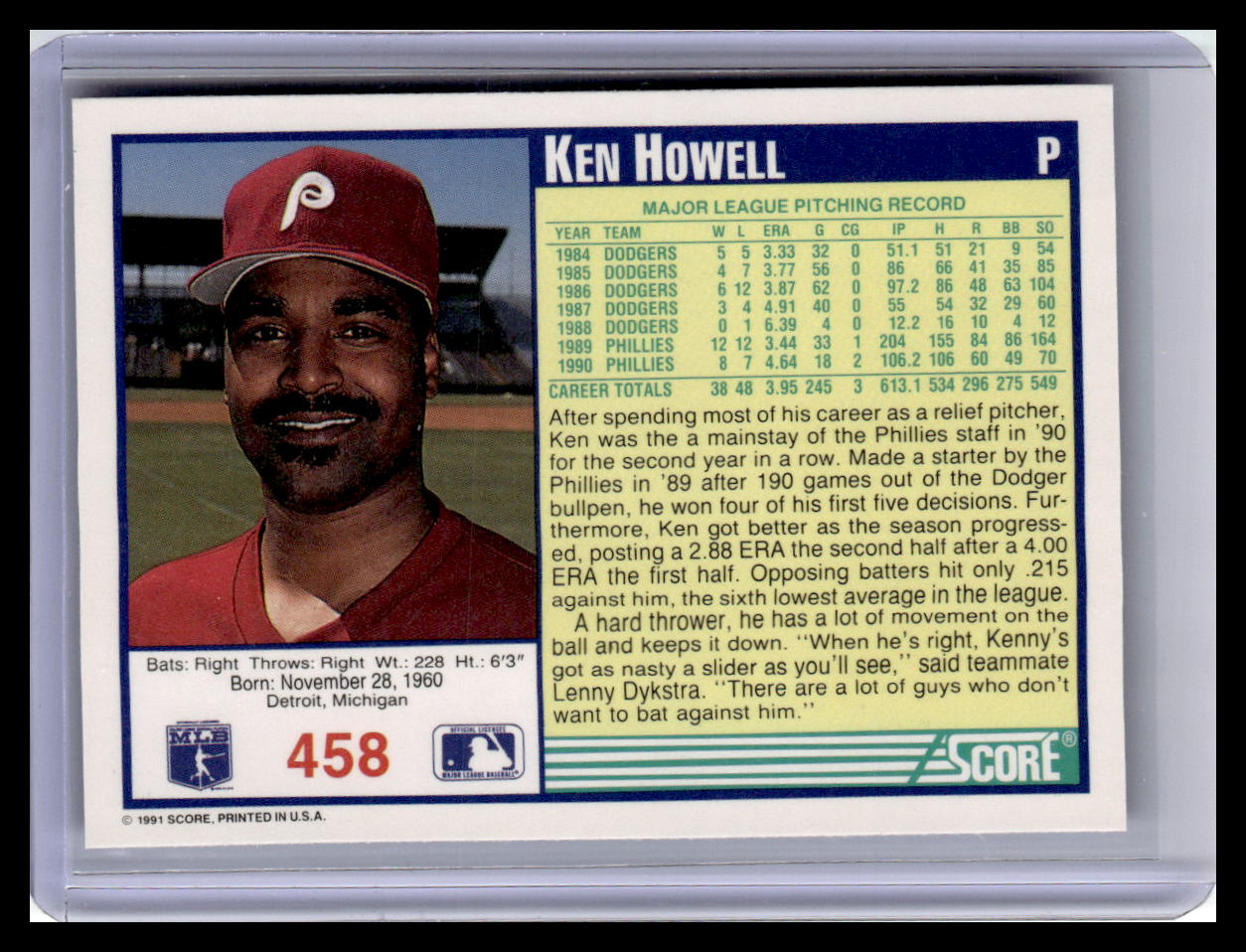 1991 Score #458 Ken Howell