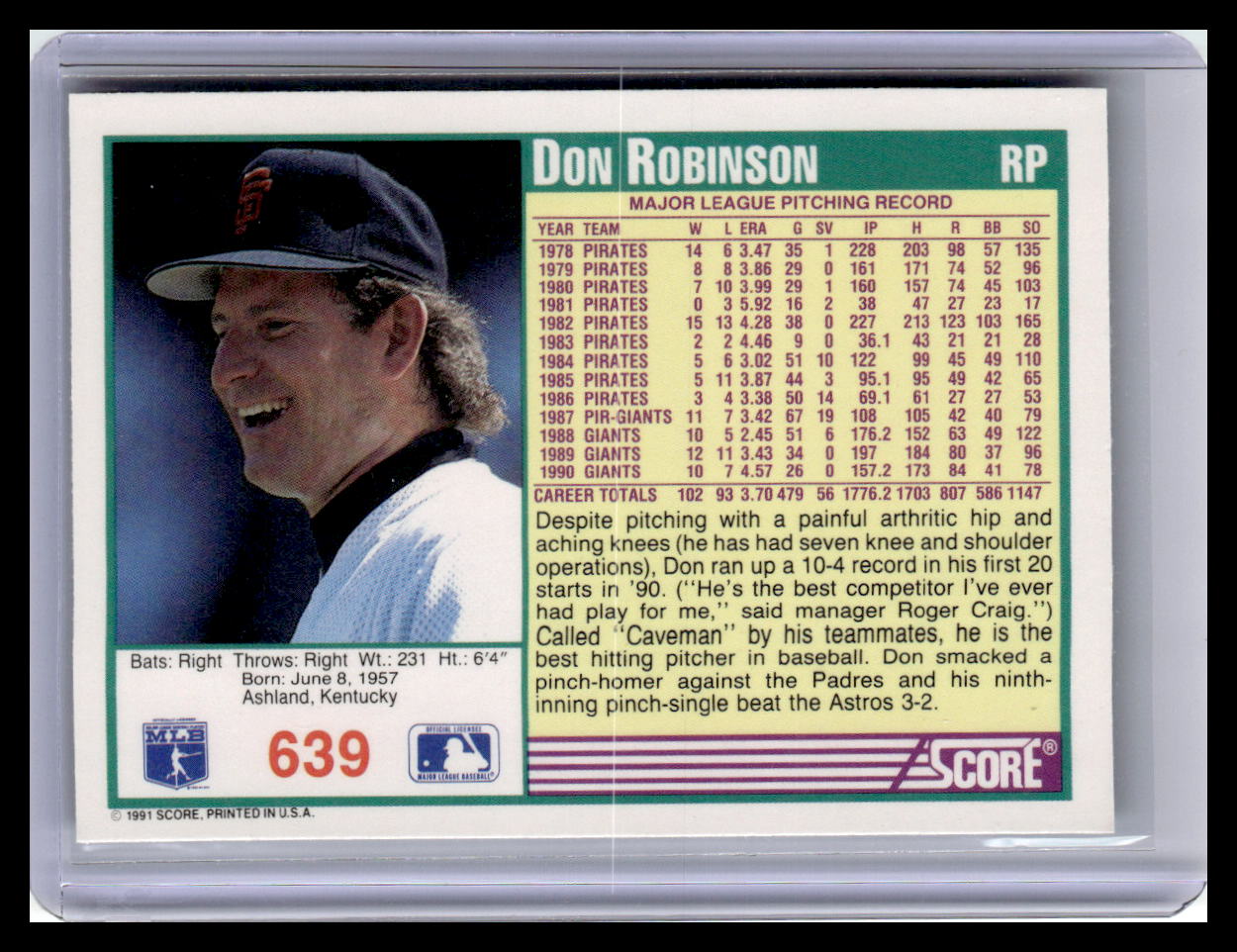 1991 Score #639 Don Robinson