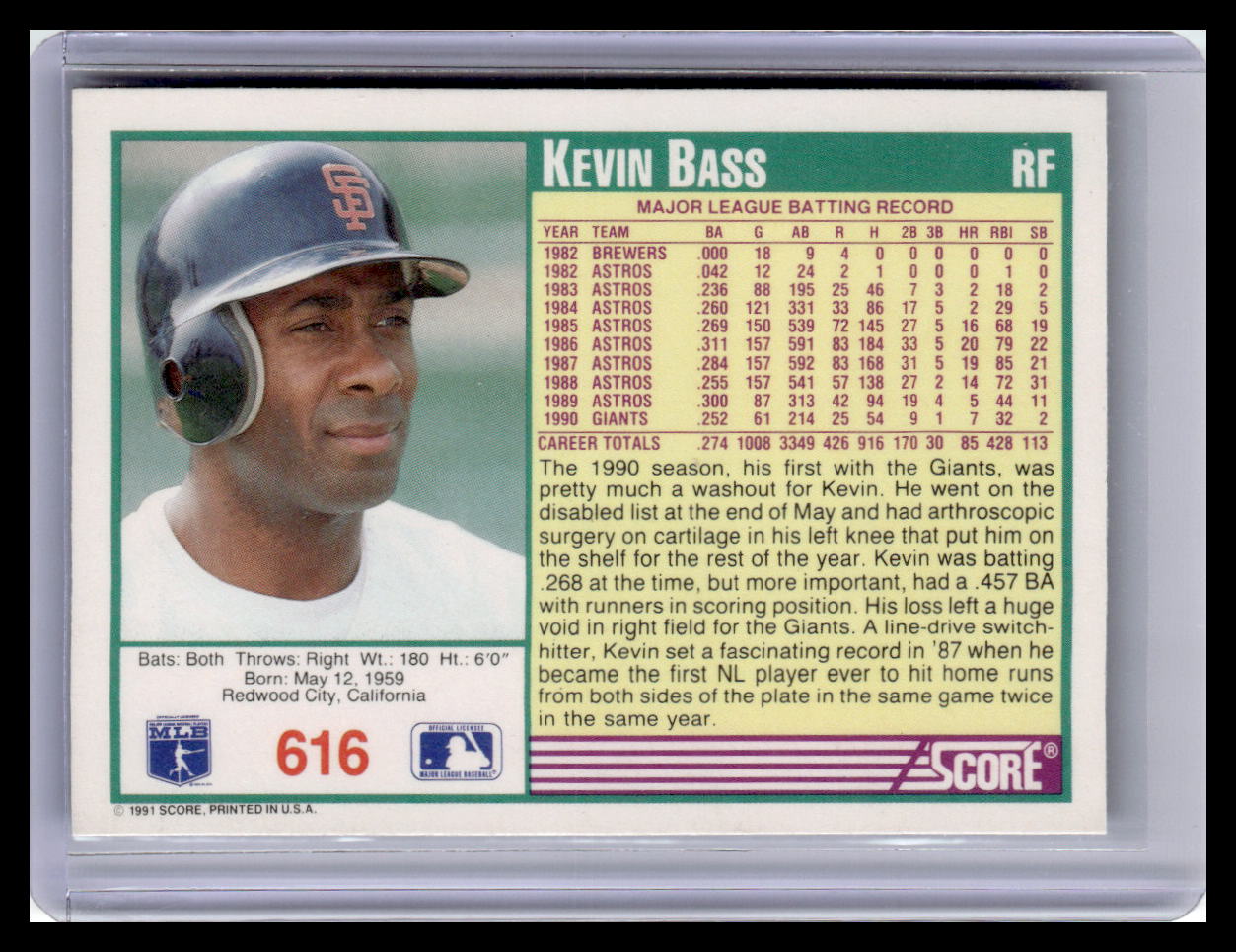 1991 Score #616 Kevin Bass