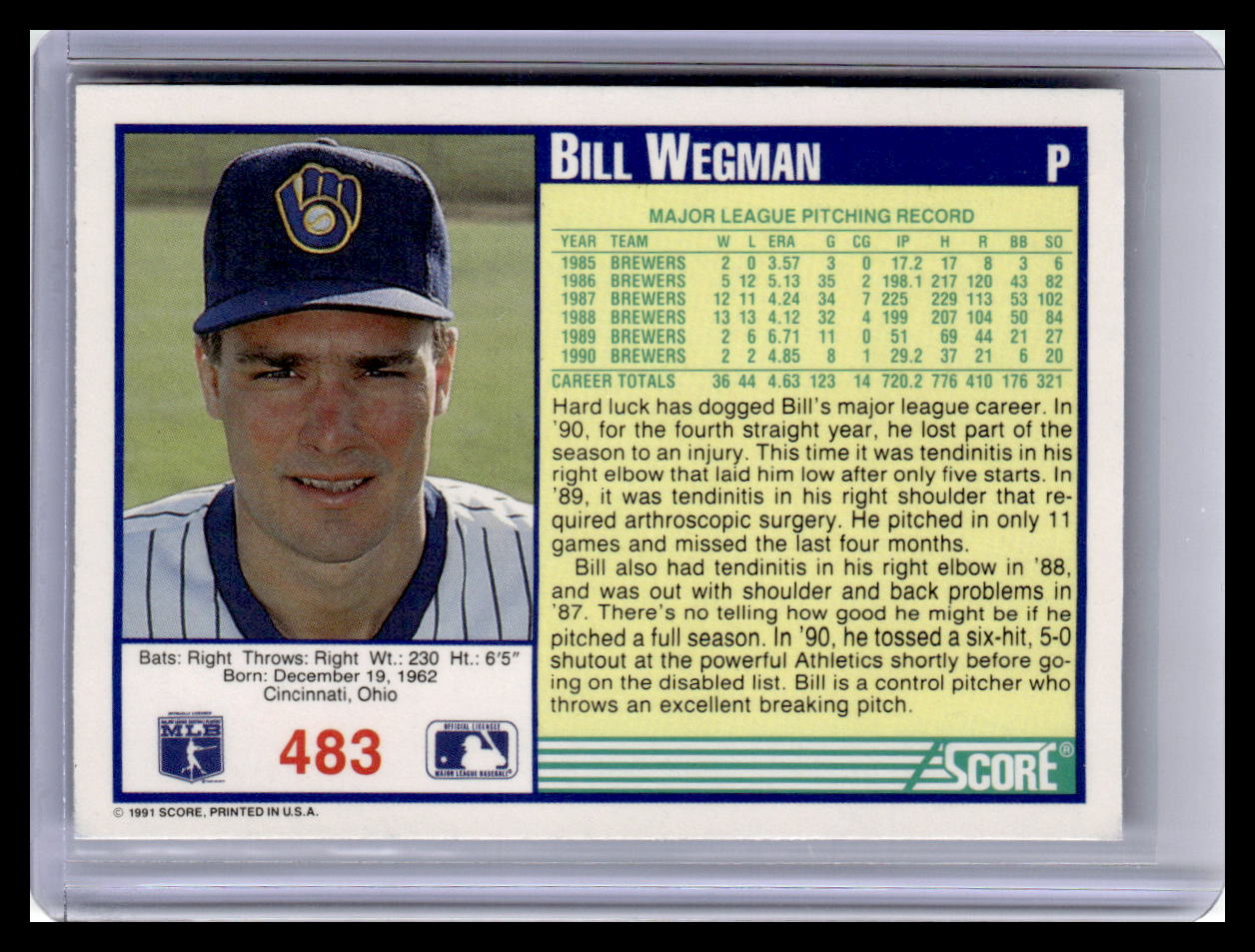 1991 Score #483 Bill Wegman