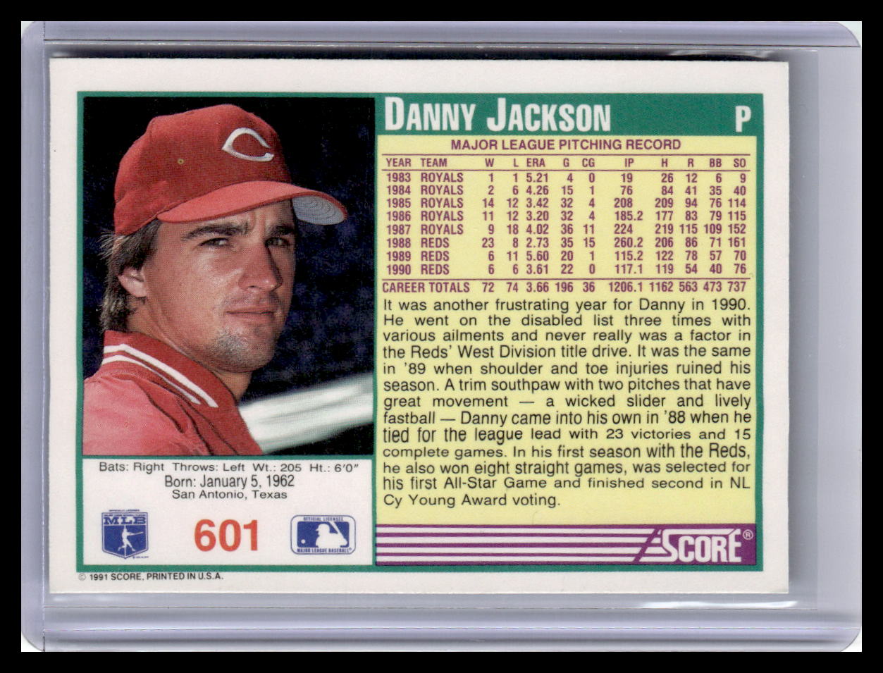 1991 Score #601 Danny Jackson