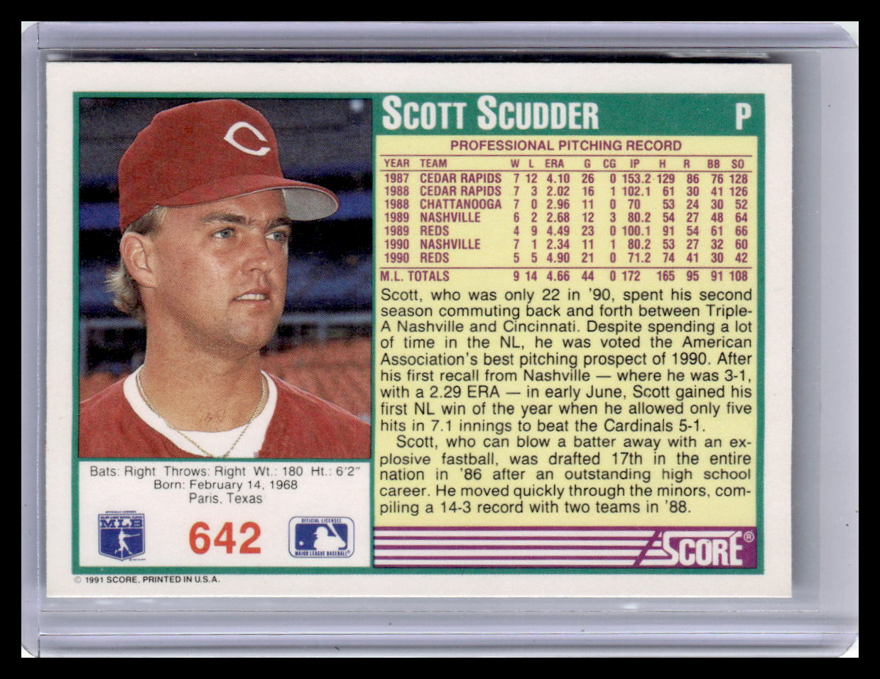 1991 Score #642 Scott Scudder