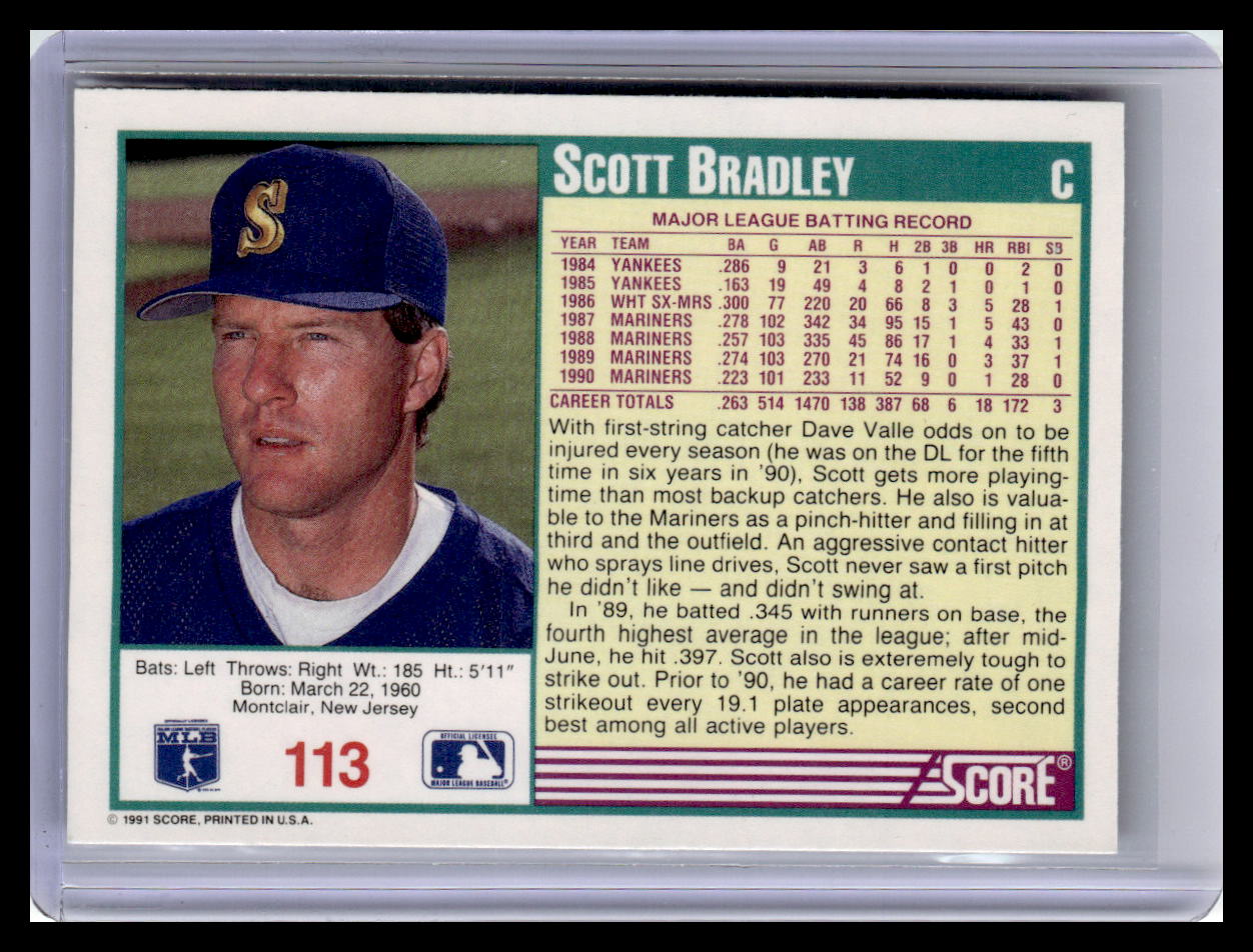 1991 Score #113 Scott Bradley Promos