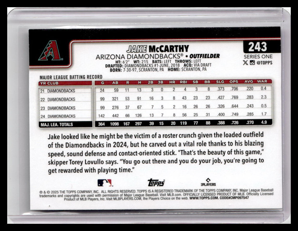 2025 Topps #243 Jake McCarthy