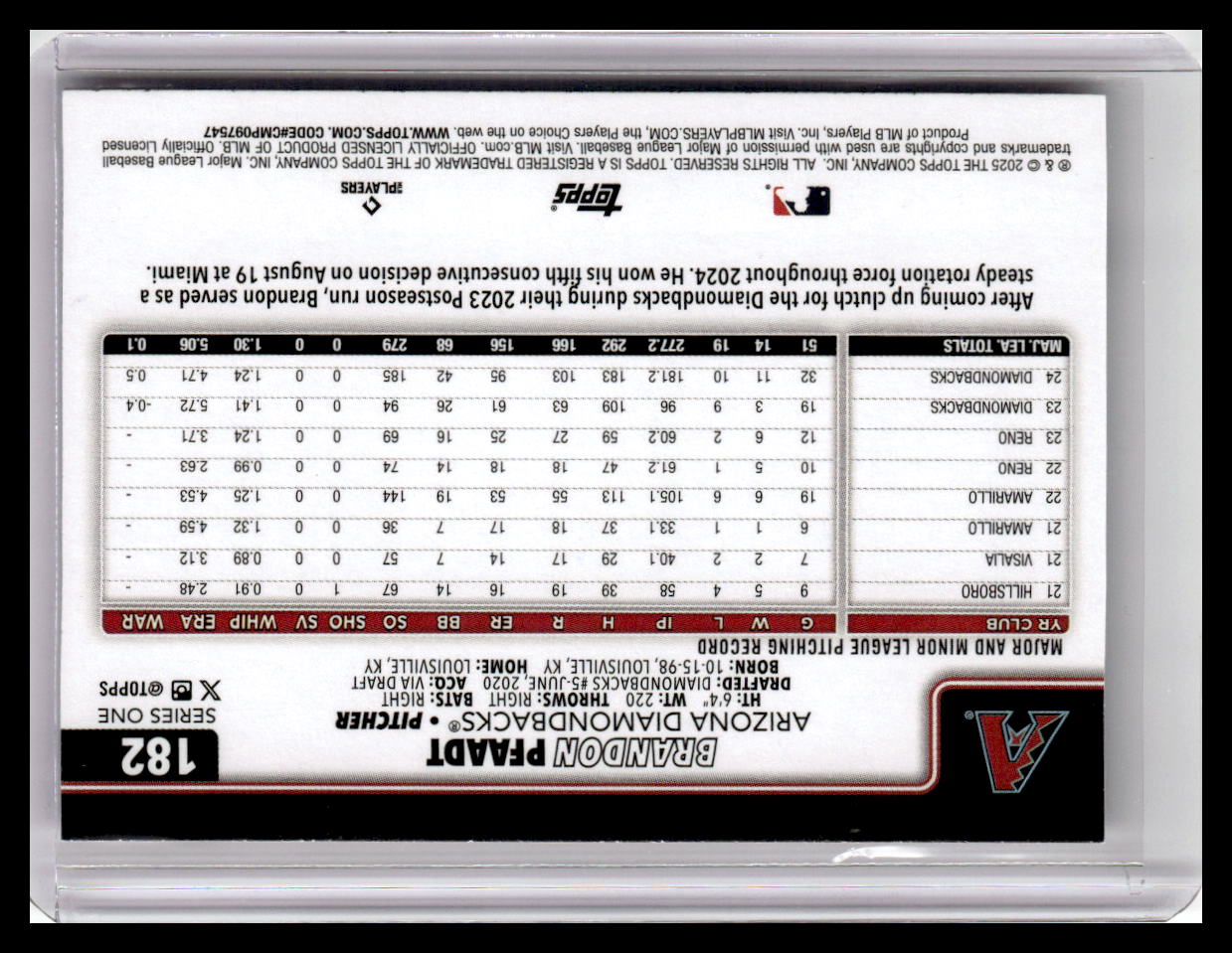 2025 Topps #182 Brandon Pfaadt