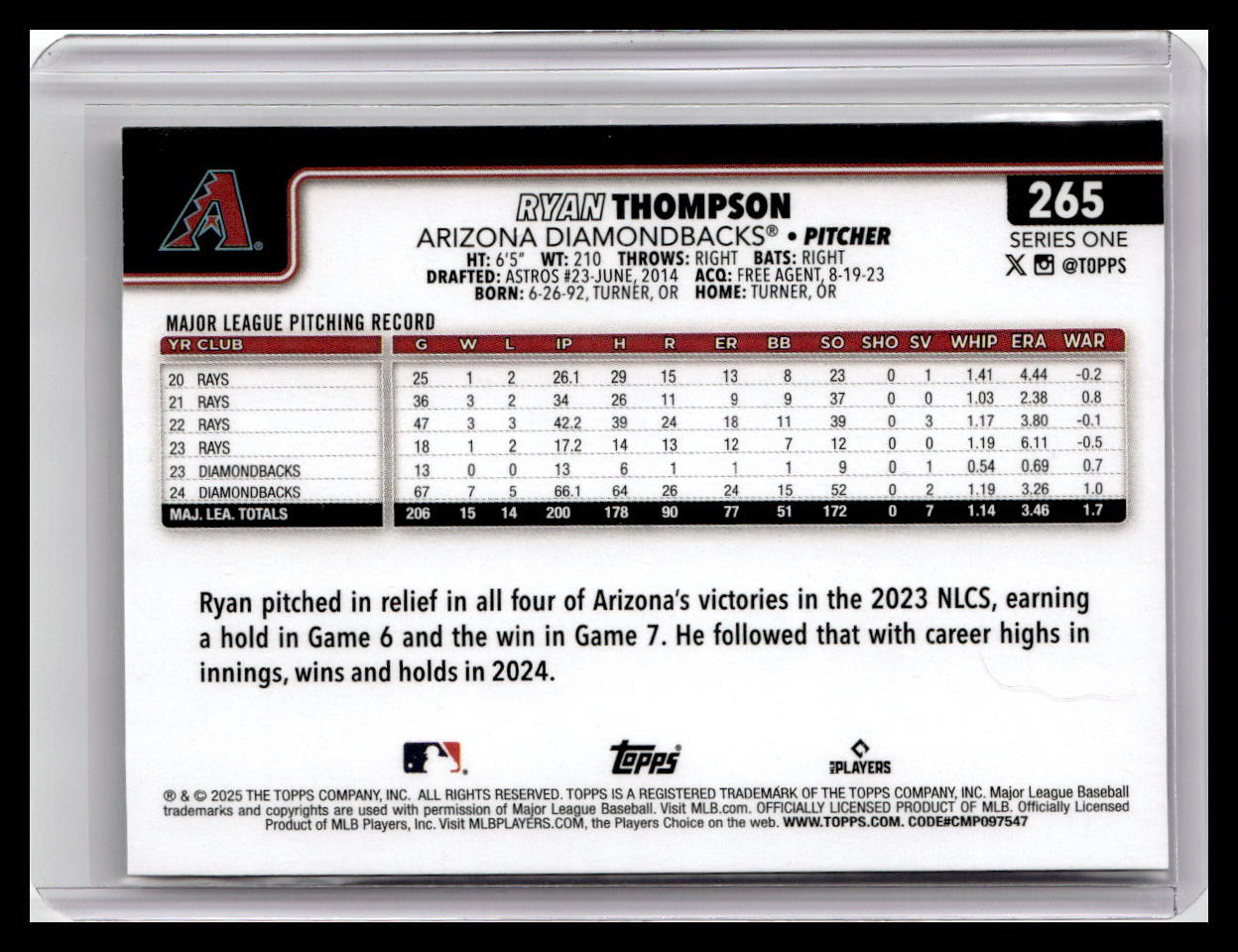 2025 Topps #265 Ryan Thompson