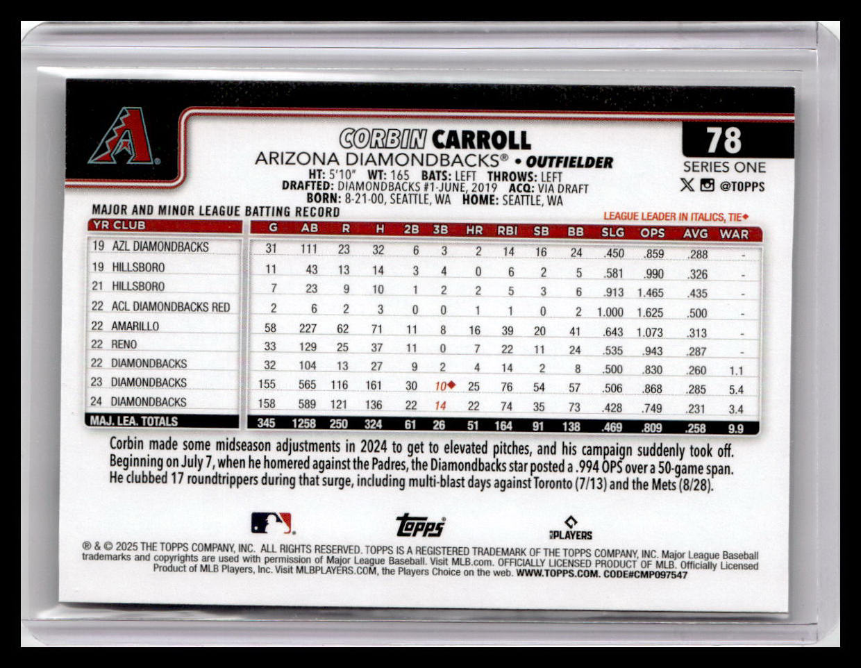 2025 Topps #78 Corbin Carroll