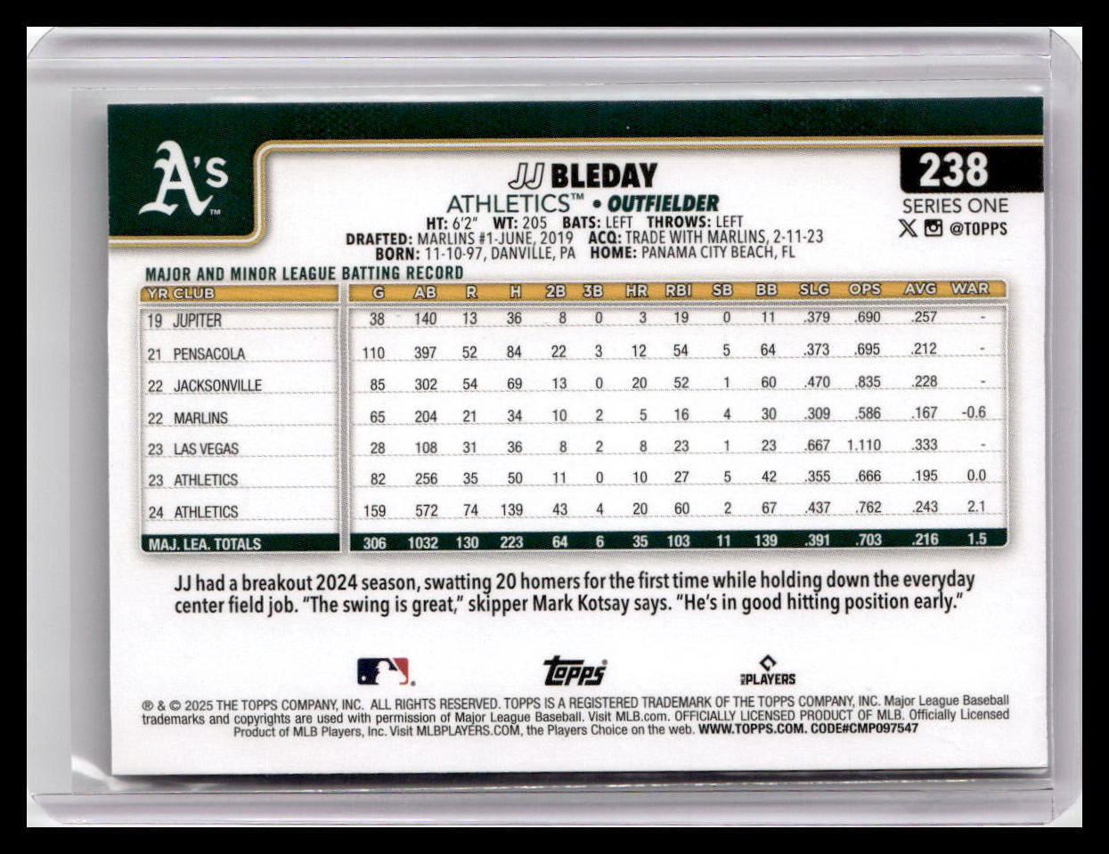 2025 Topps #238 JJ Bleday