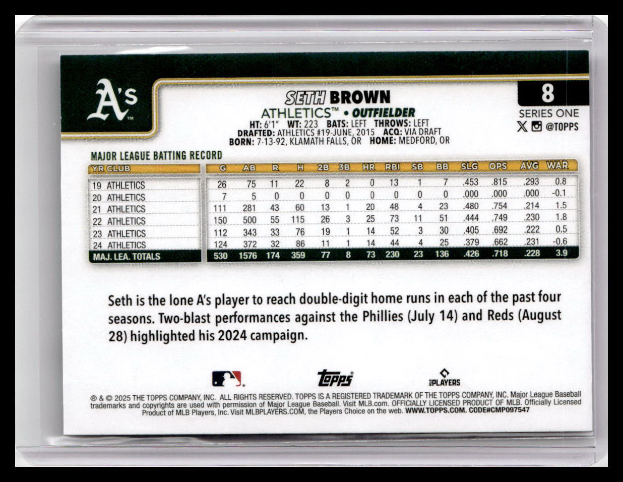 2025 Topps #8 Seth Brown
