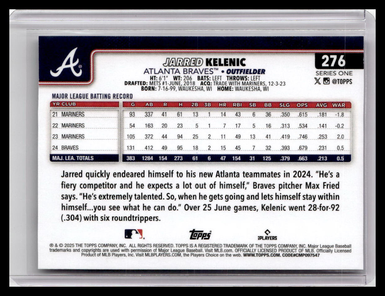 2025 Topps #276 Jarred Kelenic
