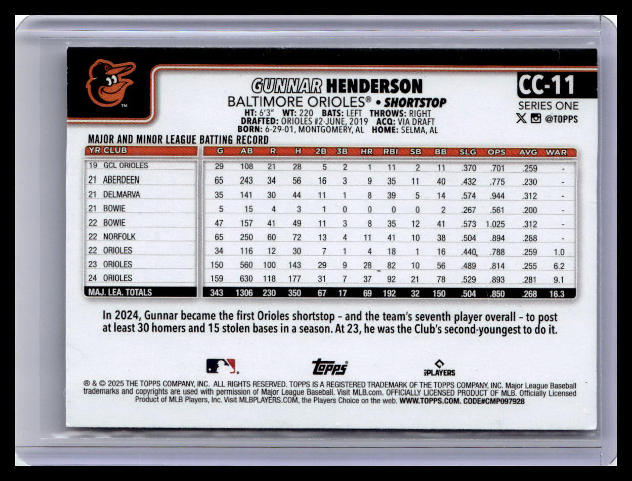 2025 Topps #CC-11 Gunnar Henderson Companion Cards (Series One)