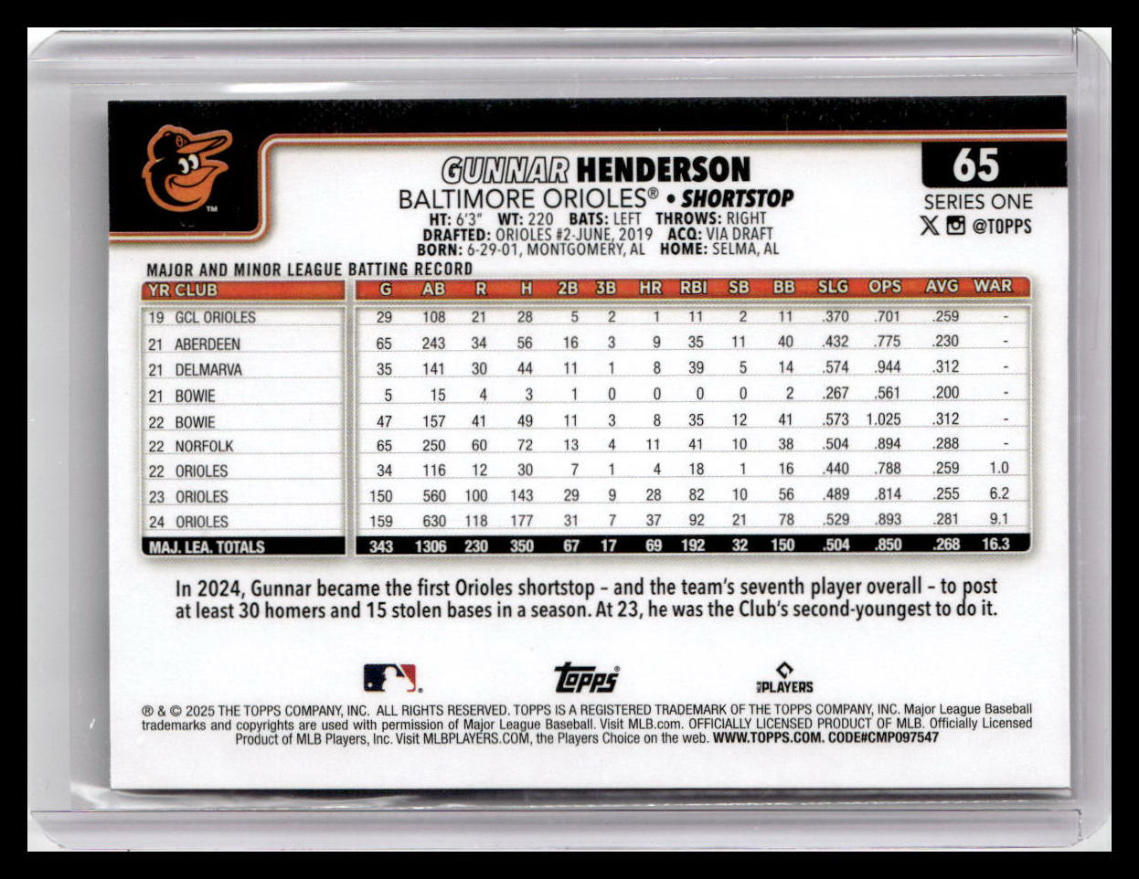 2025 Topps #65 Gunnar Henderson