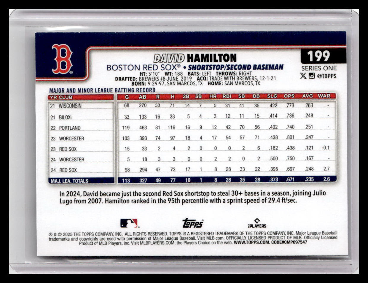 2025 Topps #199 David Hamilton