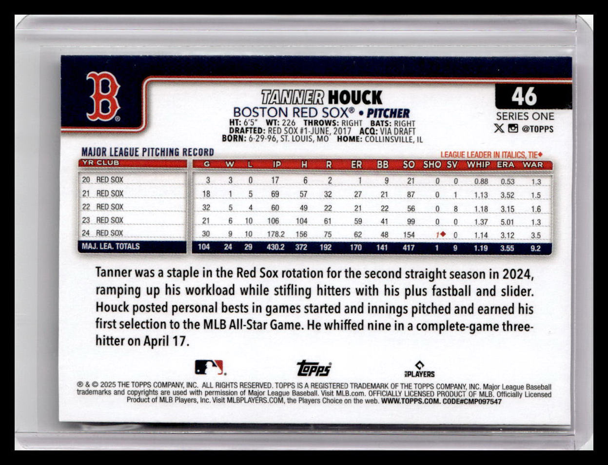 2025 Topps #46 Tanner Houck