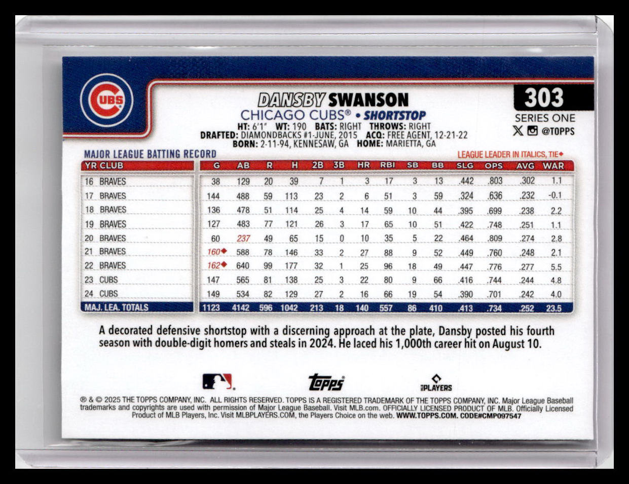2025 Topps #303 Dansby Swanson