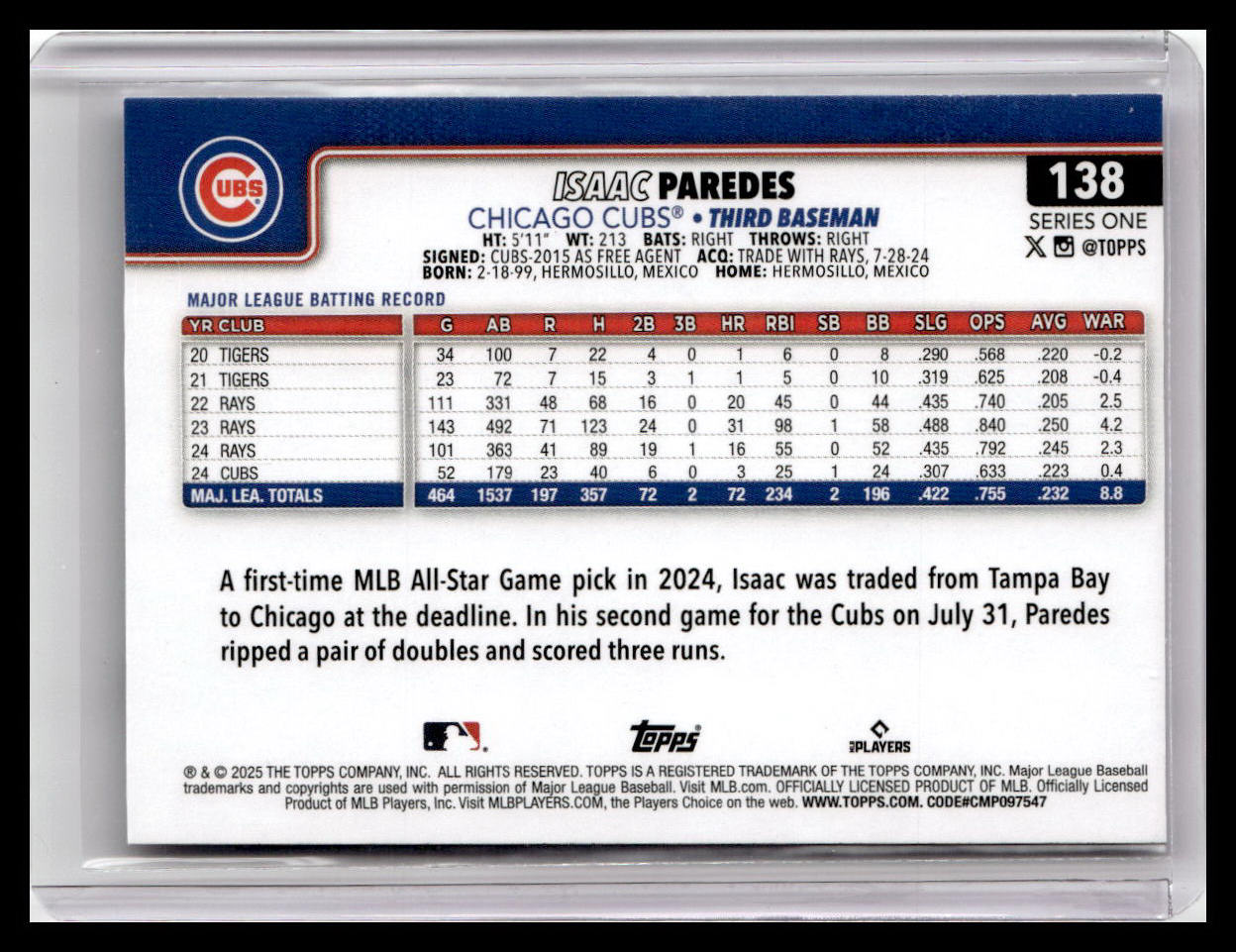 2025 Topps #138 Isaac Paredes