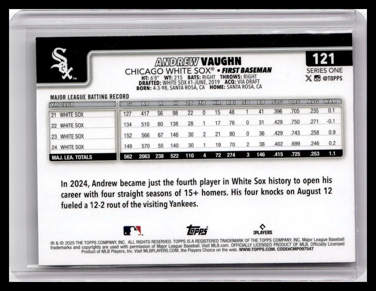 2025 Topps #121 Andrew Vaughn