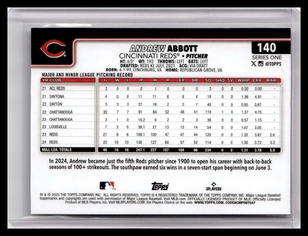 2025 Topps #140 Andrew Abbott