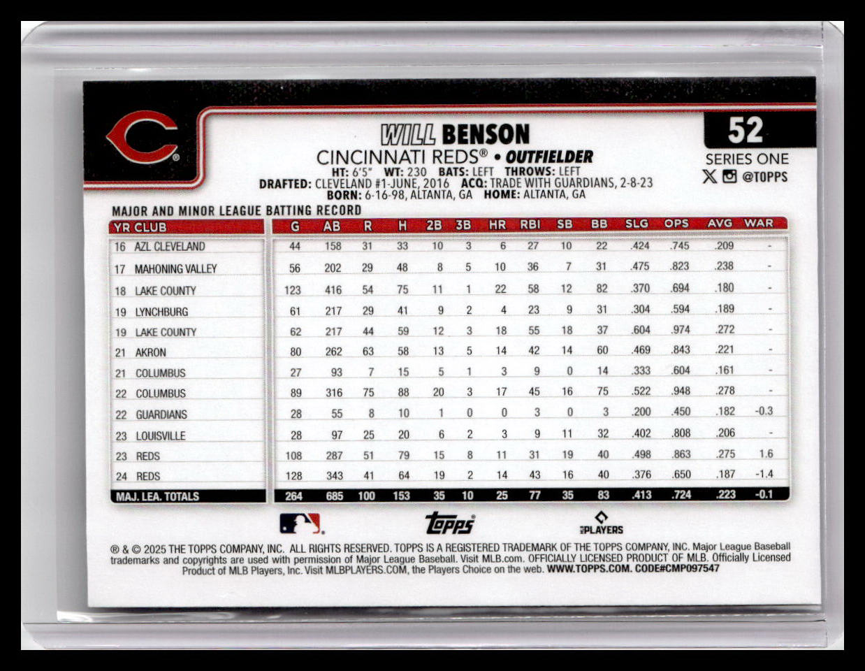 2025 Topps #52 Will Benson