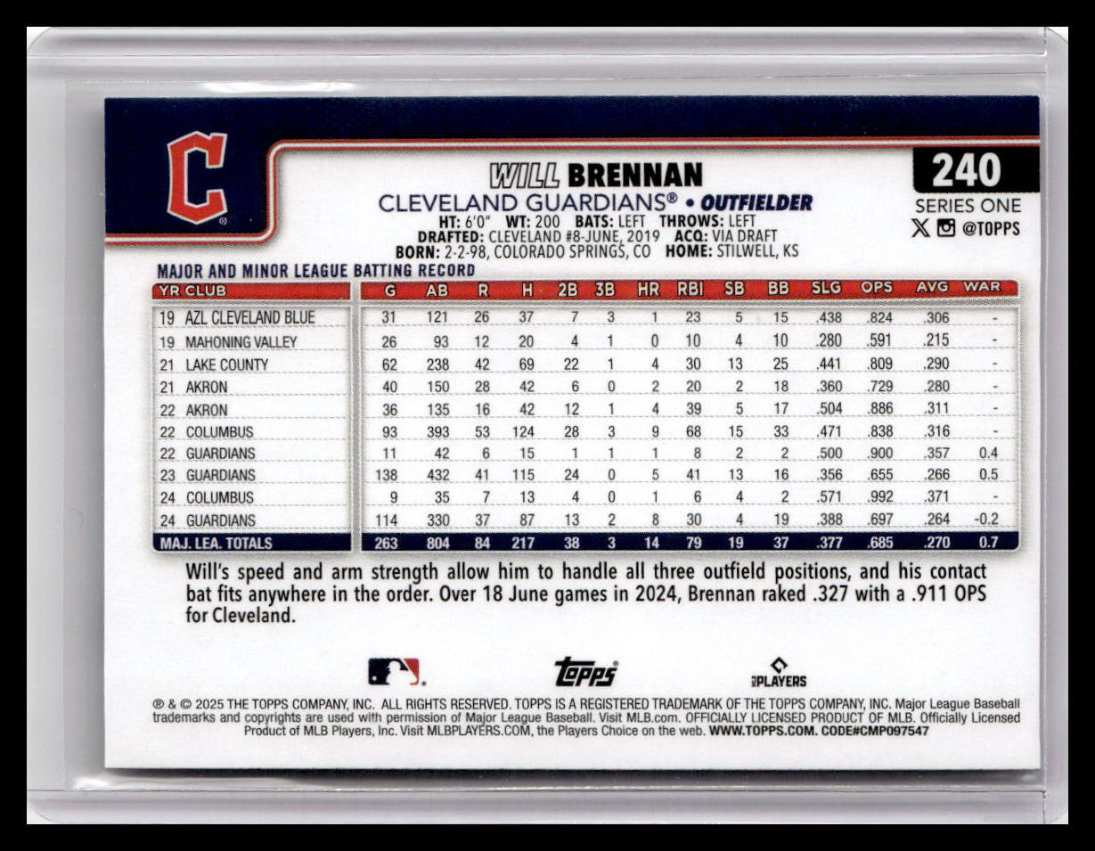 2025 Topps #240 Will Brennan
