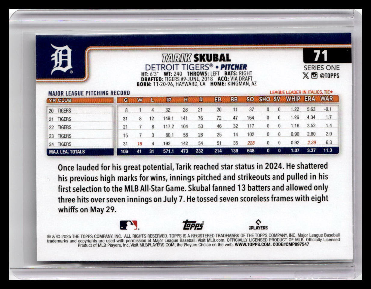 2025 Topps #71 Tarik Skubal
