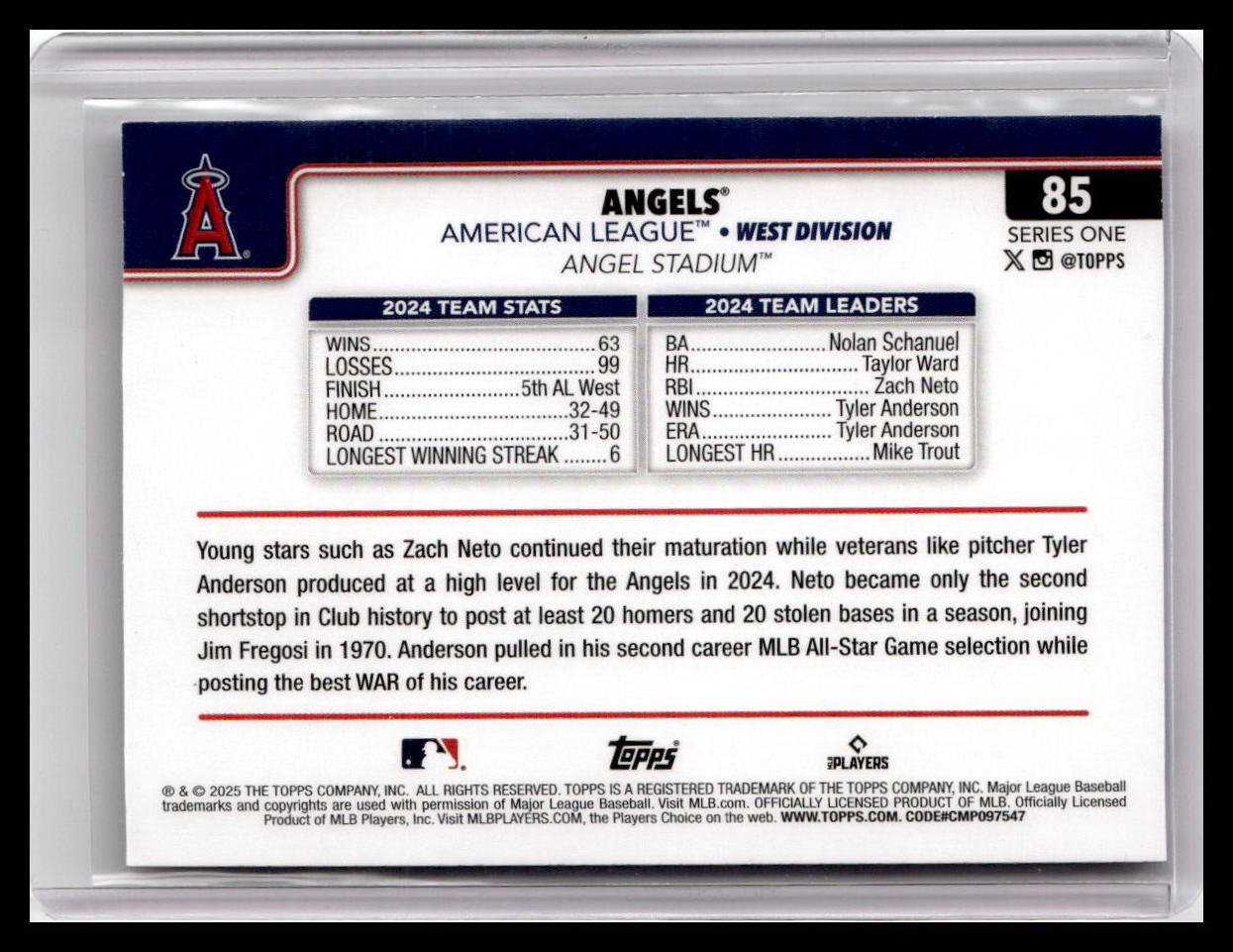 2025 Topps #85 Los Angeles Angels