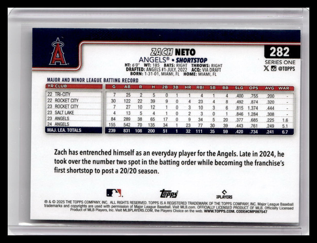 2025 Topps #282 Zach Neto