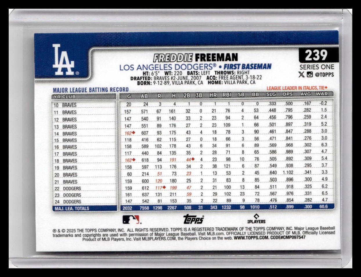 2025 Topps #239 Freddie Freeman