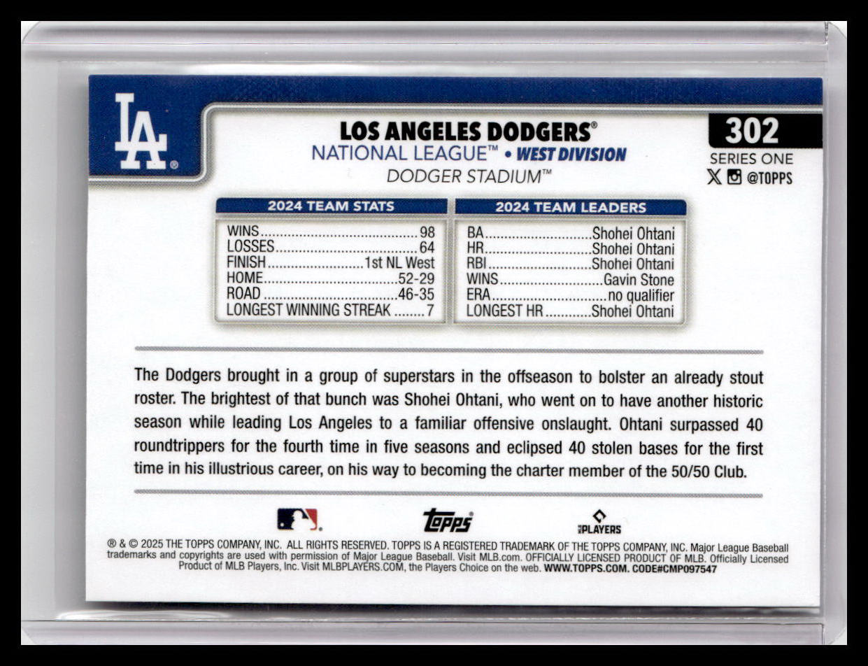 2025 Topps #302 Los Angeles Dodgers