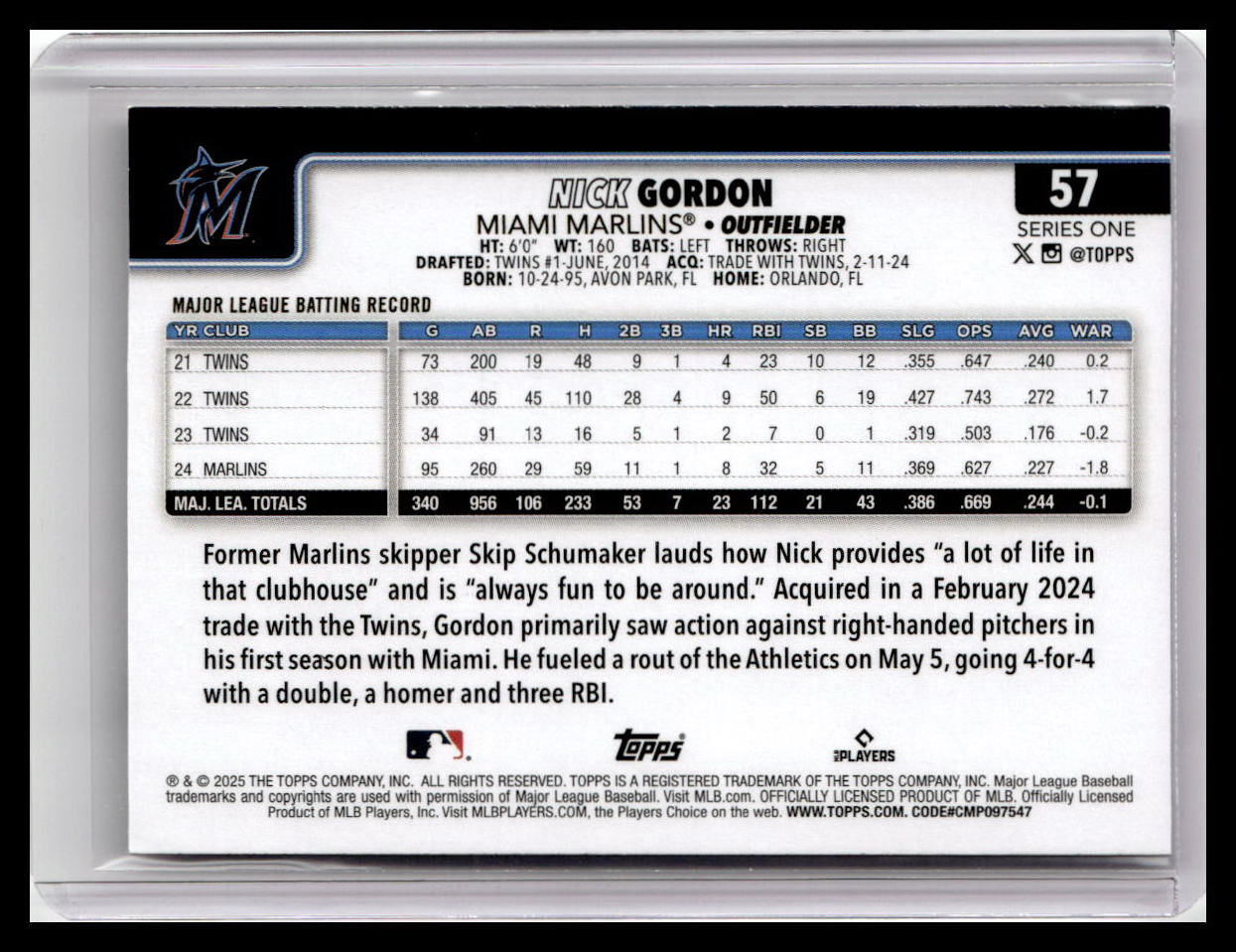 2025 Topps #57 Nick Gordon