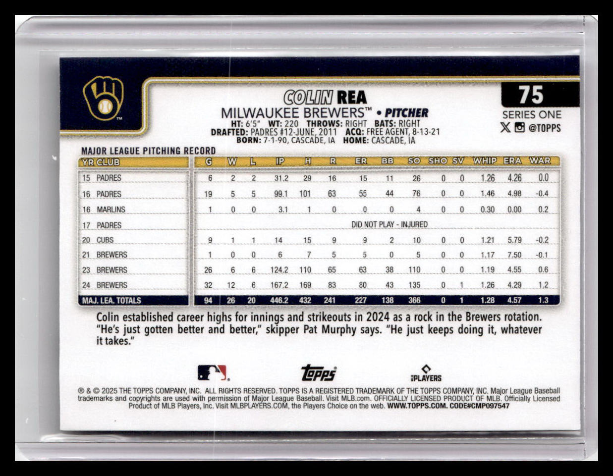 2025 Topps #75 Colin Rea