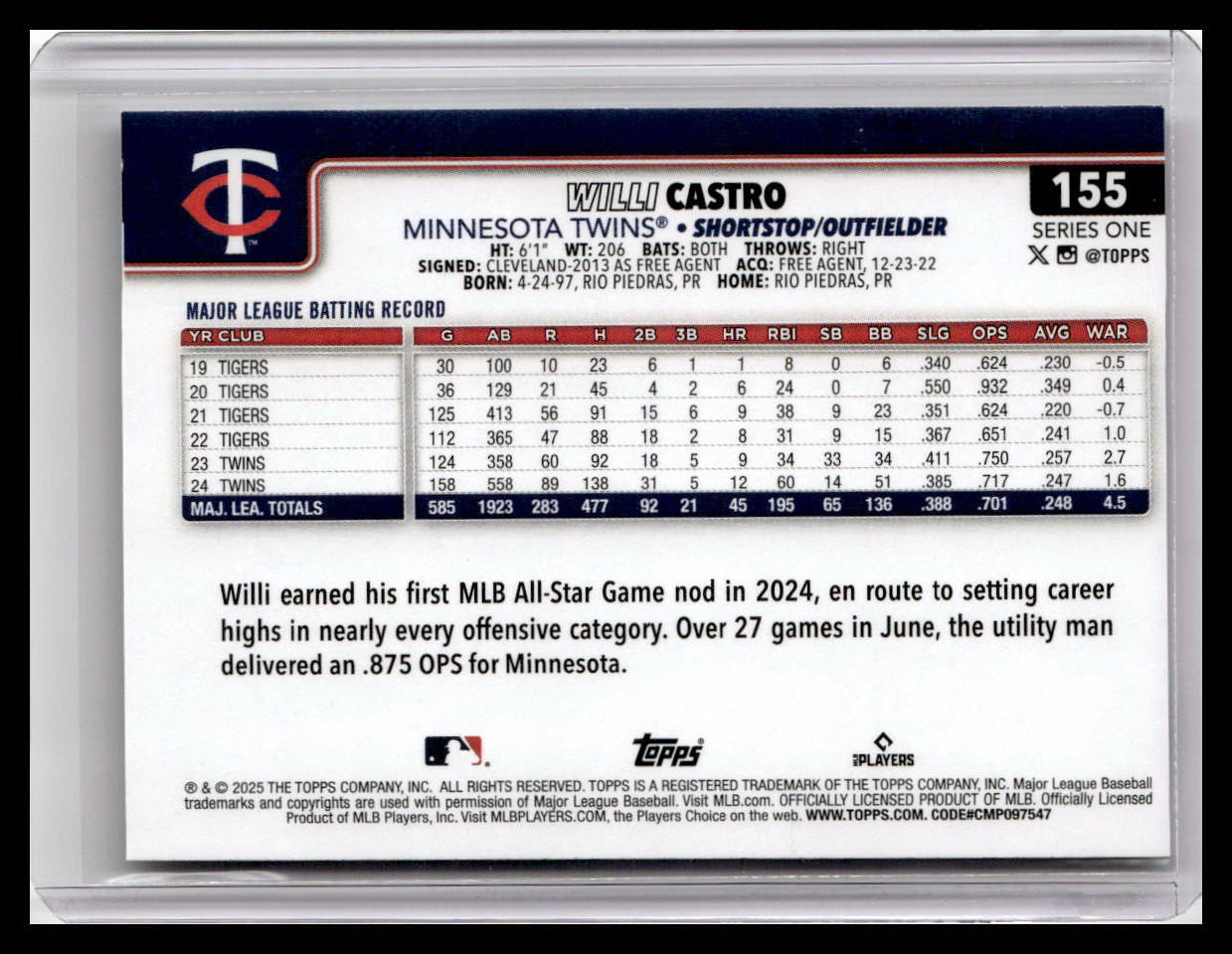 2025 Topps #155 Willi Castro