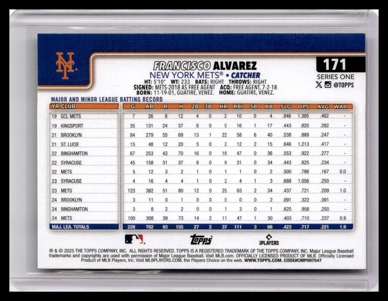 2025 Topps #171 Francisco Alvarez