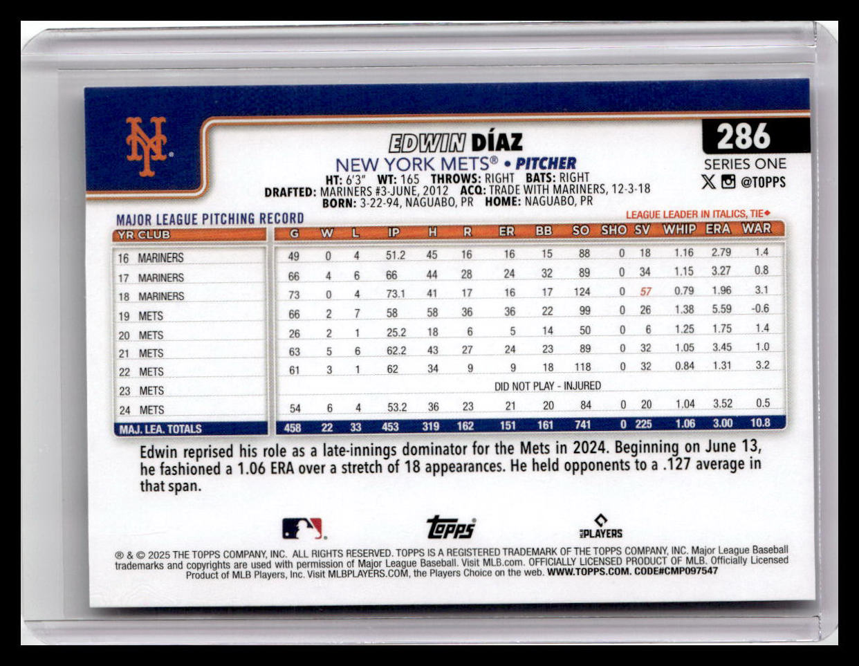 2025 Topps #286 Edwin Díaz