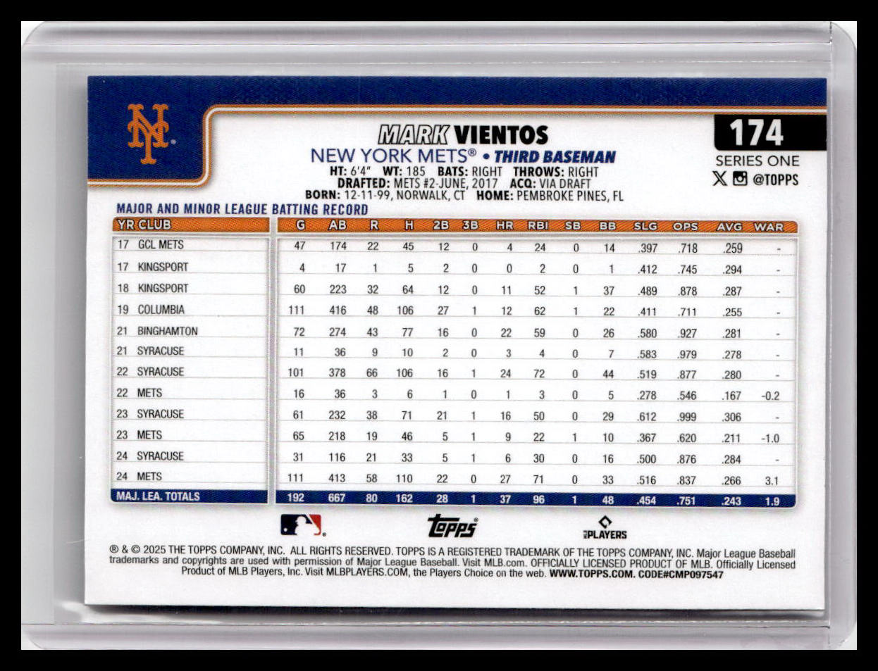 2025 Topps #174 Mark Vientos