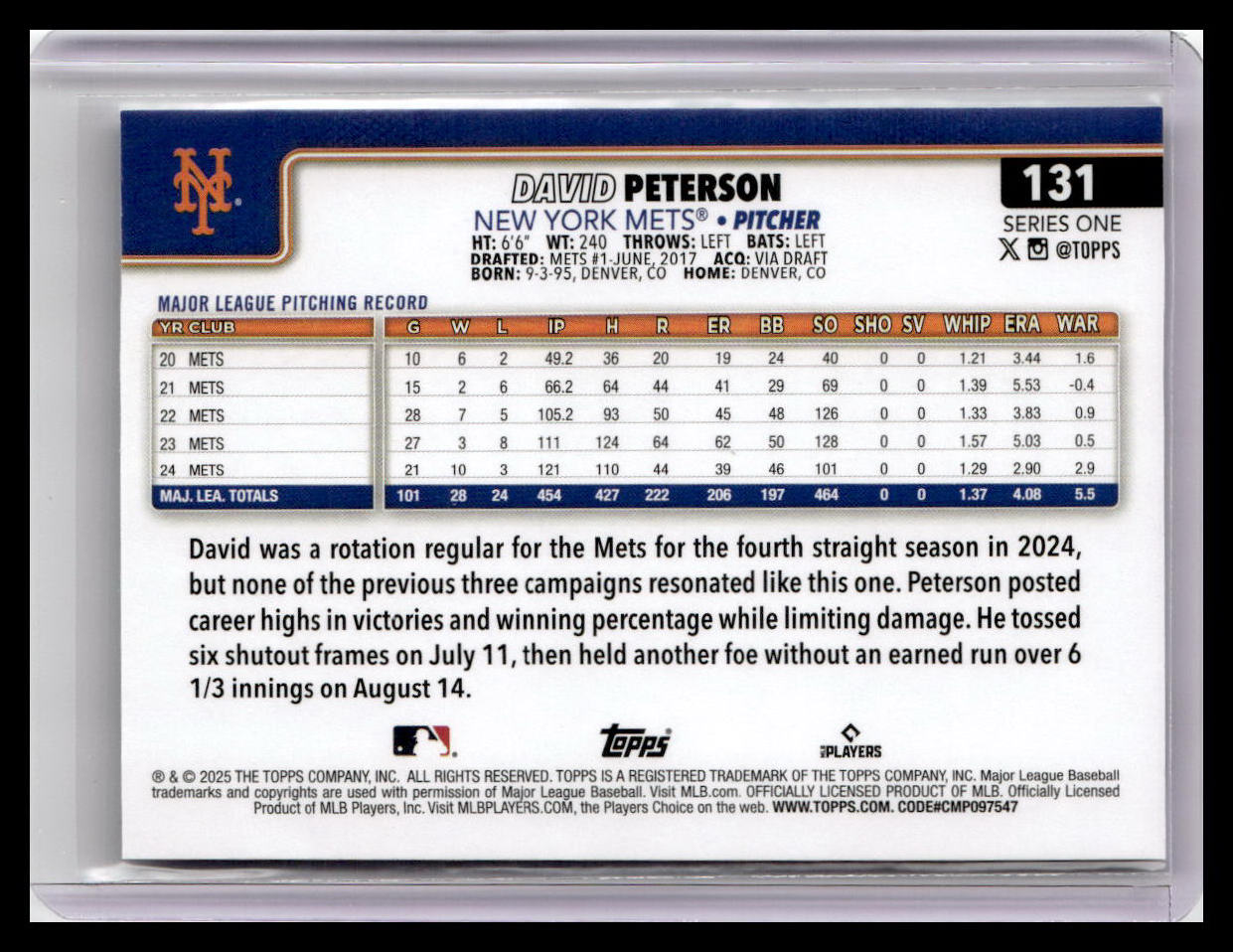 2025 Topps #131 David Peterson