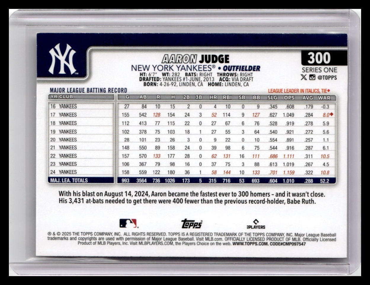 2025 Topps #300 Aaron Judge