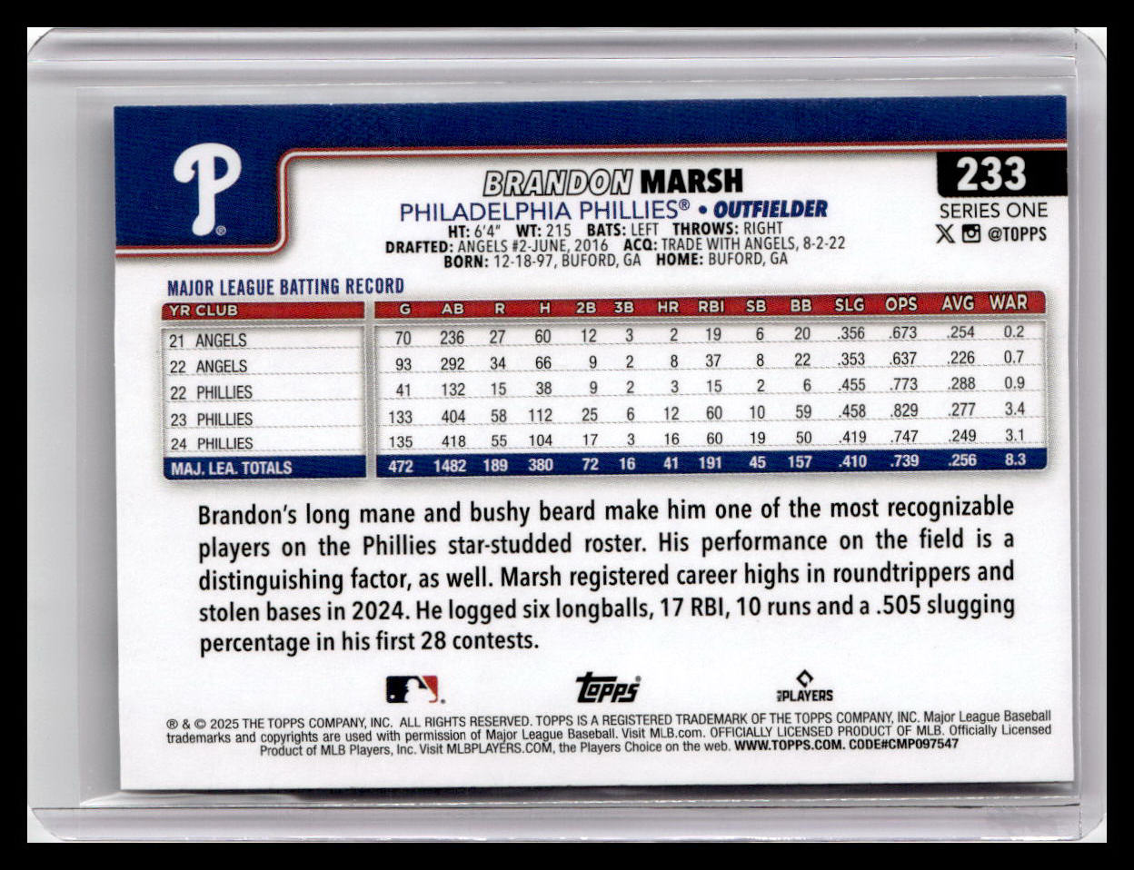 2025 Topps #233 Brandon Marsh