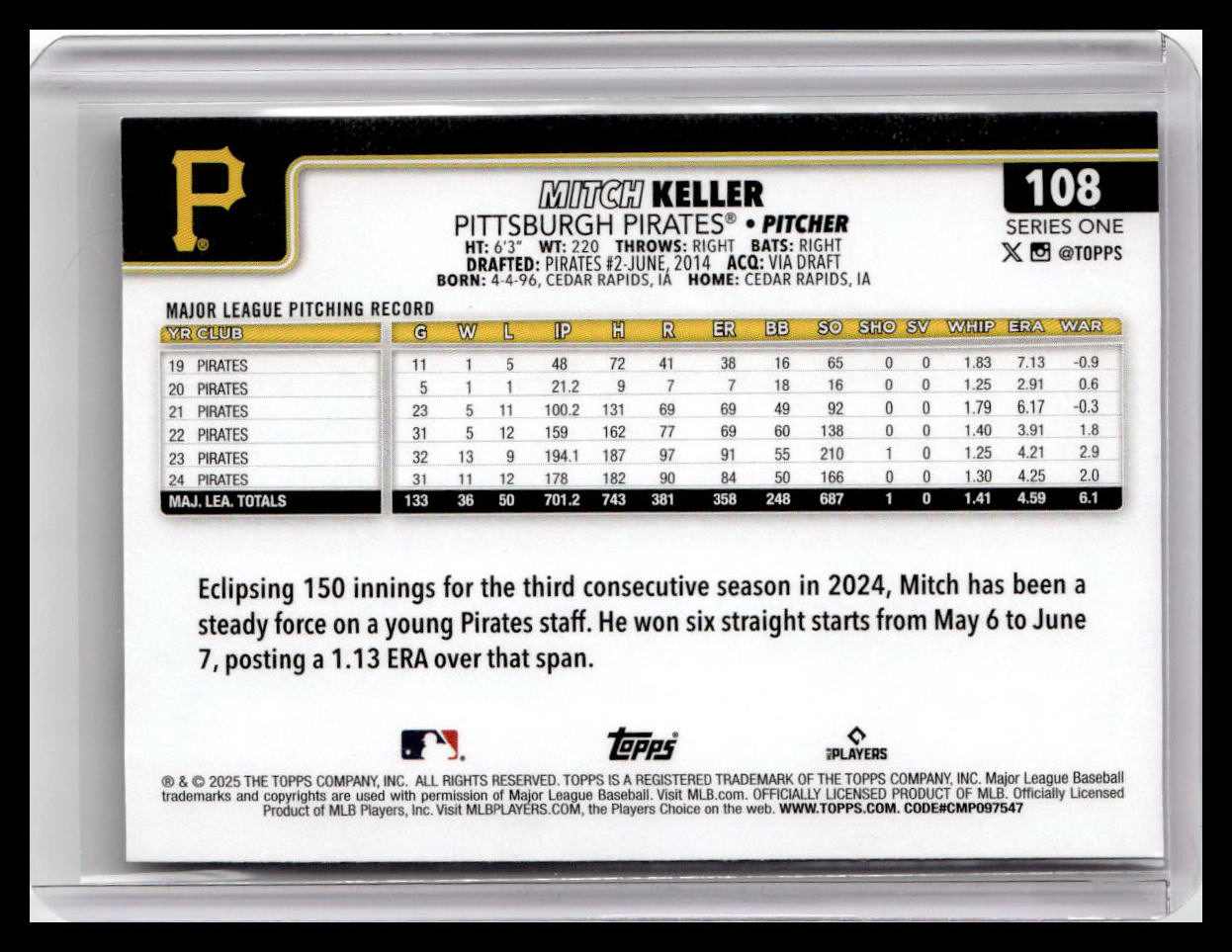 2025 Topps #108 Mitch Keller