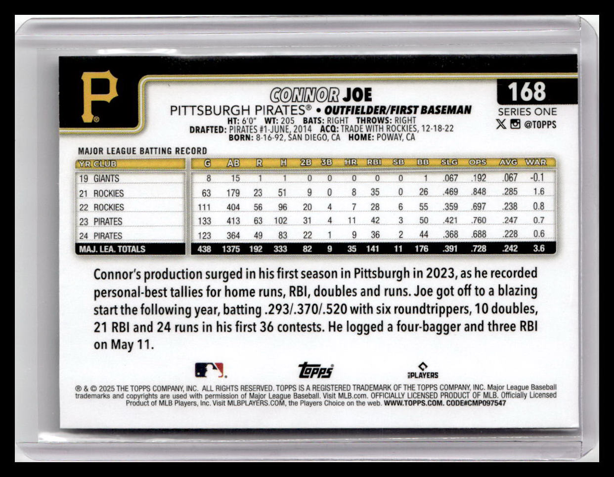 2025 Topps #168 Connor Joe