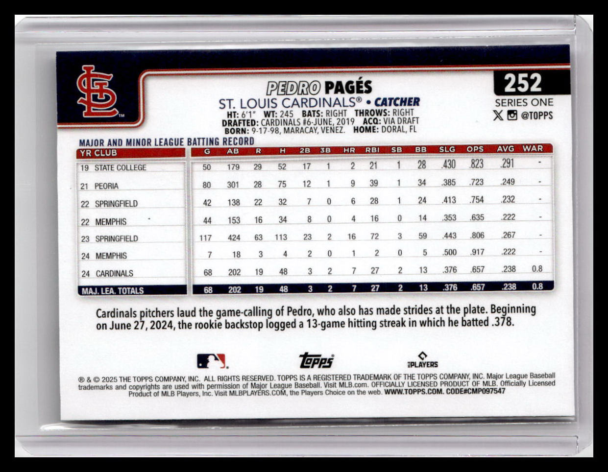 2025 Topps #252 Pedro Pagés