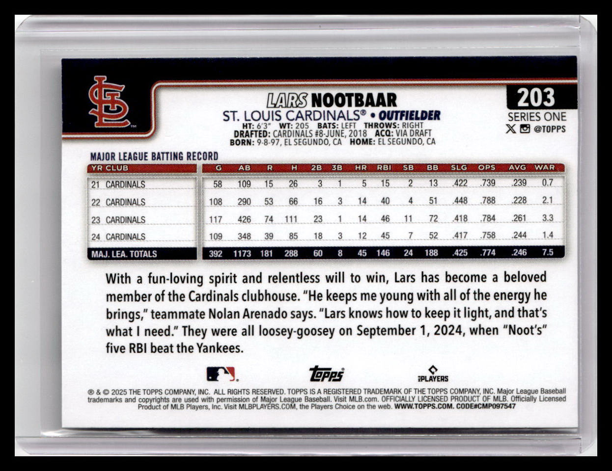 2025 Topps #203 Lars Nootbaar