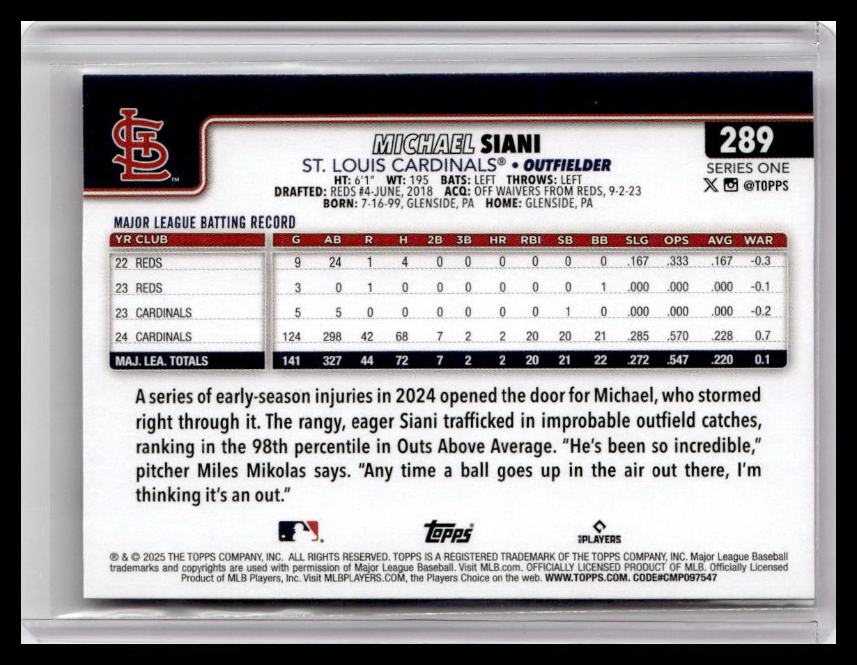 2025 Topps #289 Michael Siani