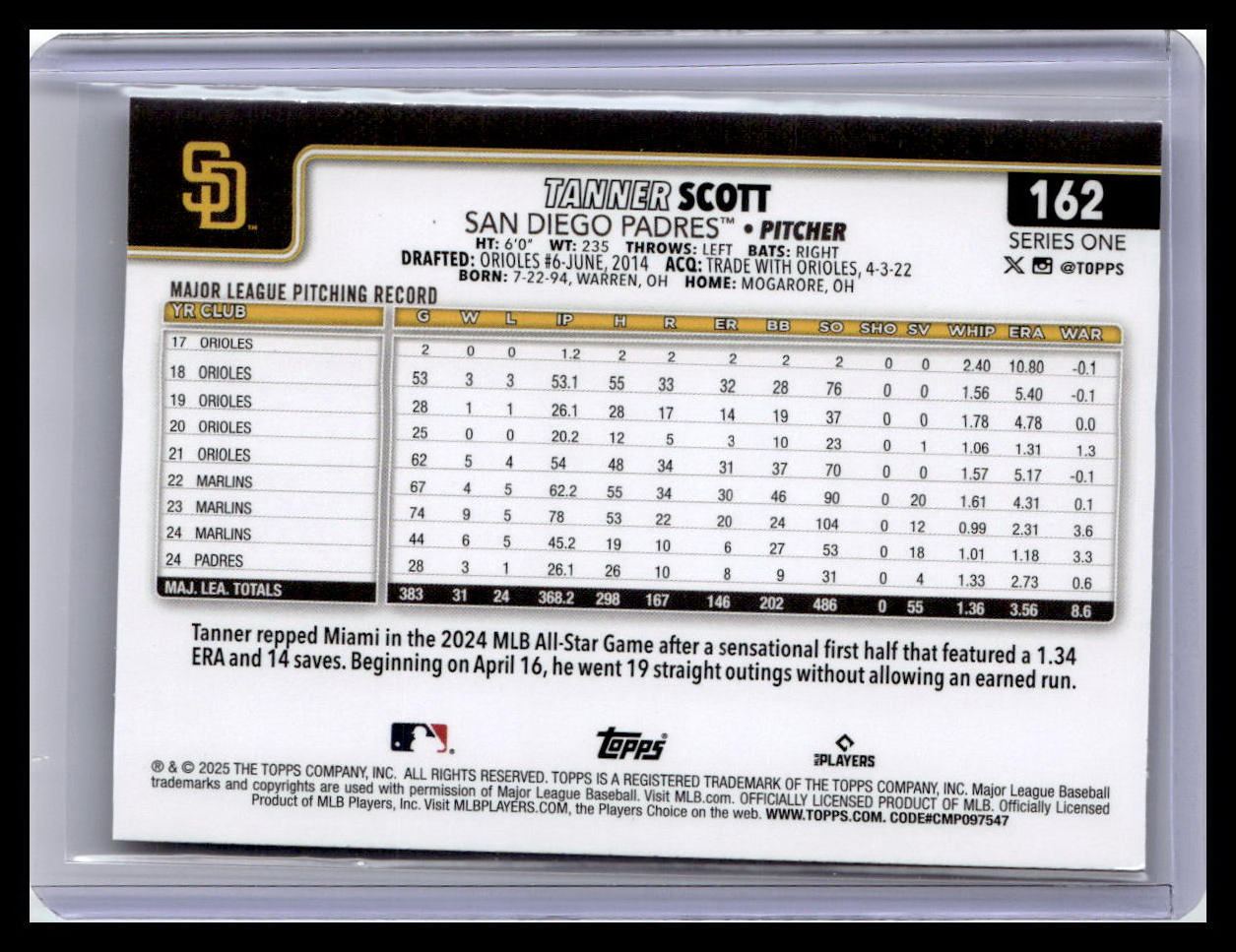 2025 Topps #162 Tanner Scott