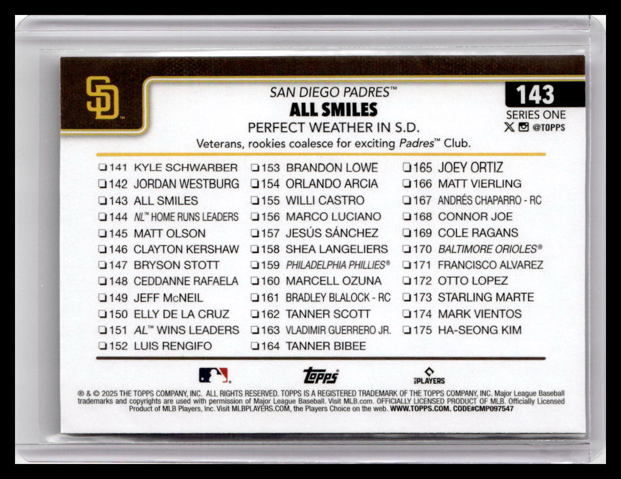2025 Topps #143 All Smiles: Perfect Weather in S.D.