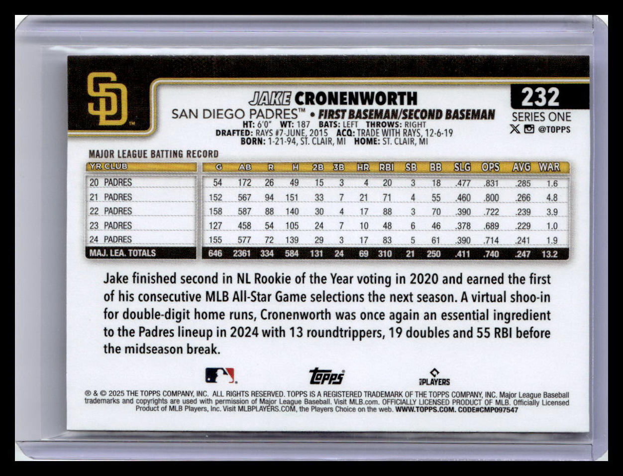 2025 Topps #232 Jake Cronenworth