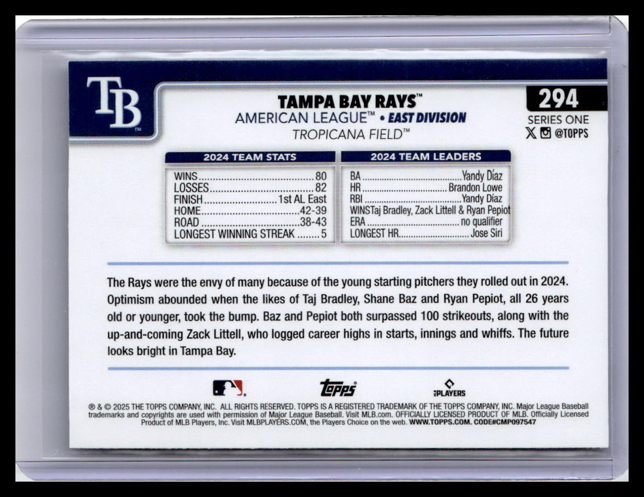 2025 Topps #294 Tampa Bay Rays