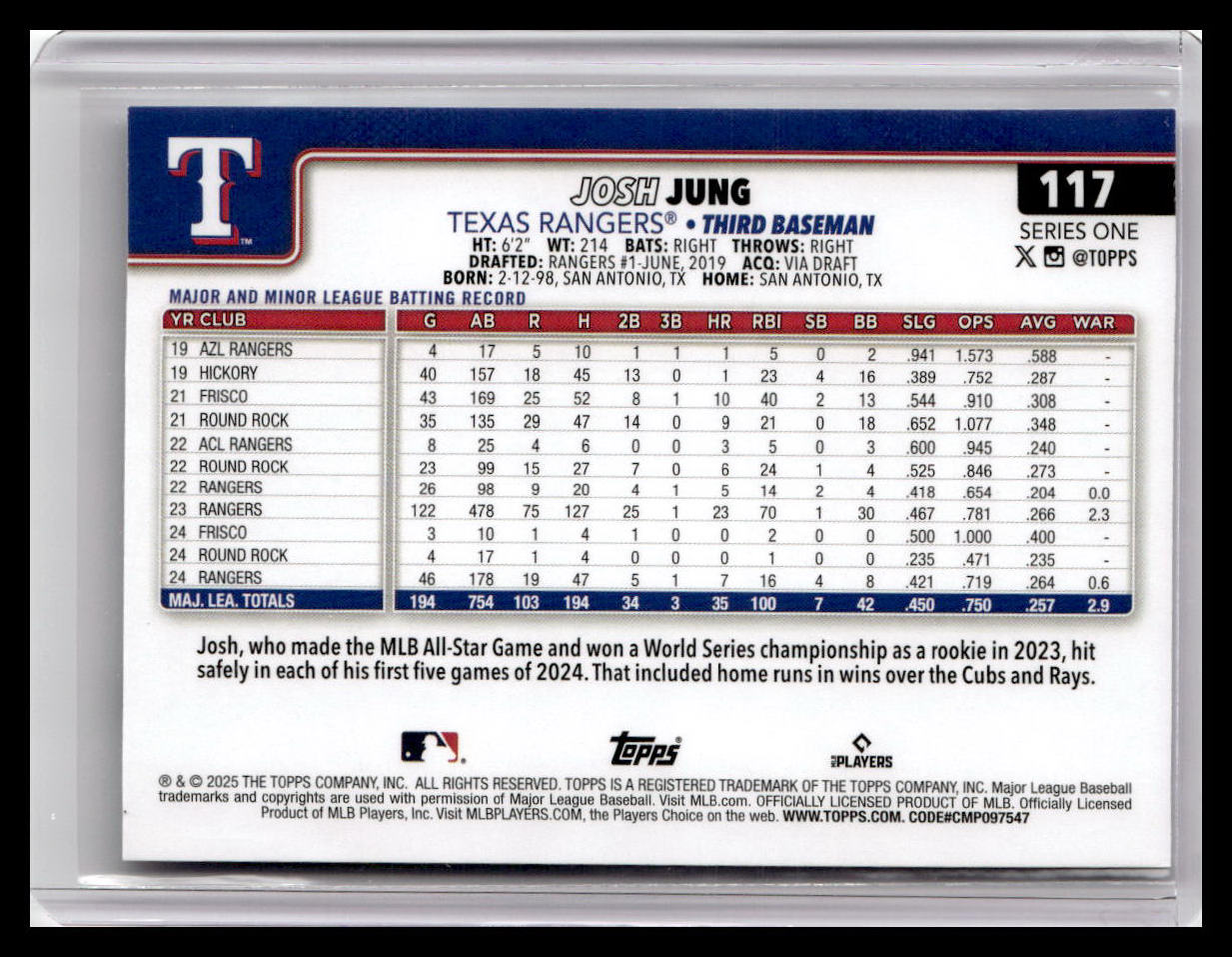 2025 Topps #117 Josh Jung