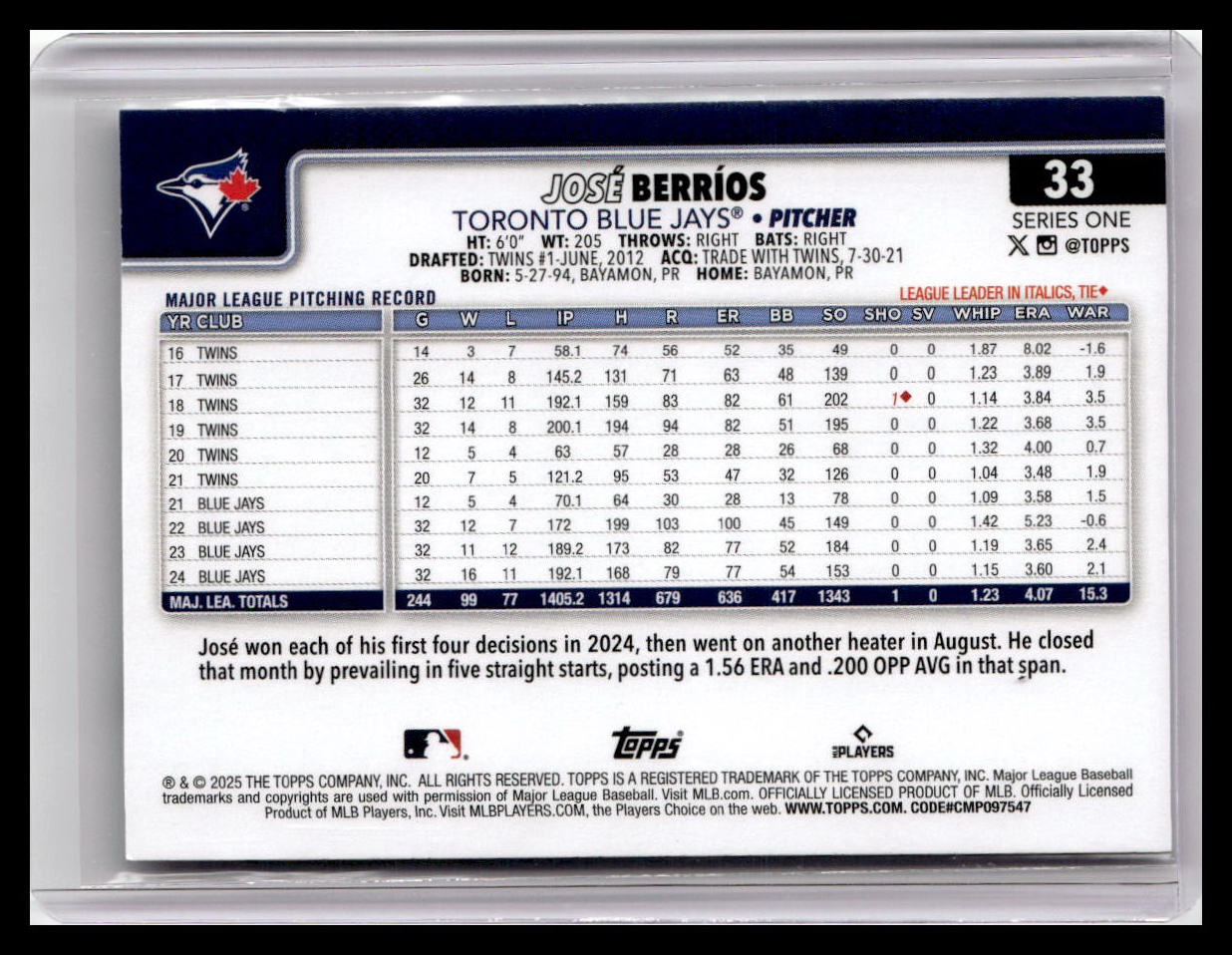 2025 Topps #33 José Berríos