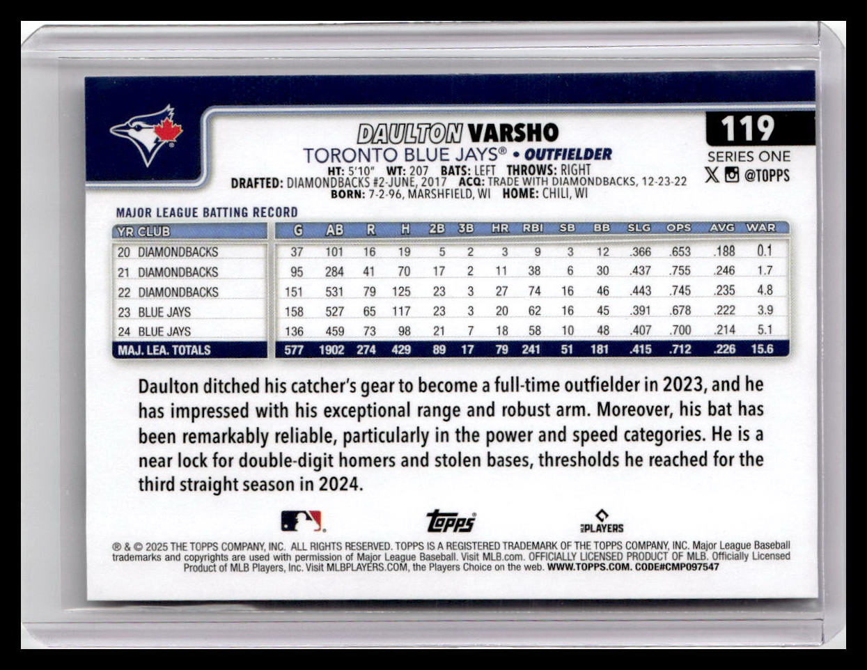 2025 Topps #119 Daulton Varsho